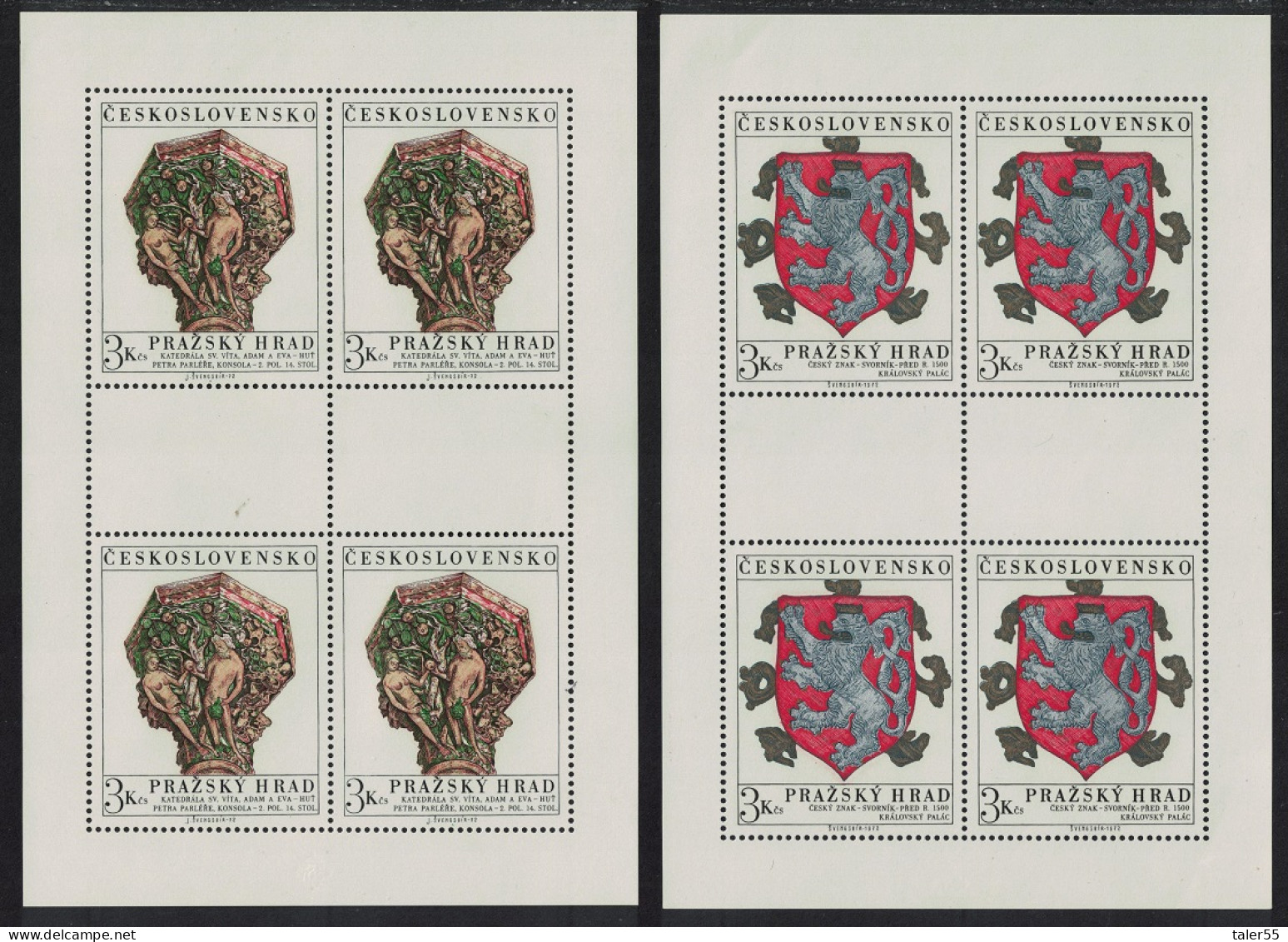 Czechoslovakia Prague Castle Roof Decorations 2 Sheetlets 1972 MNH SG#2037-2038 - Nuovi