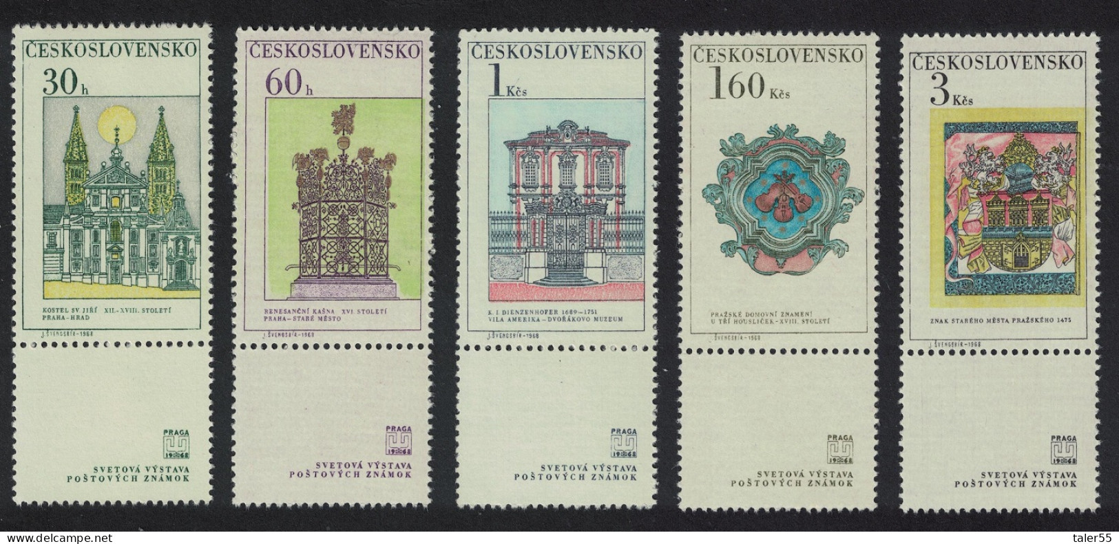 Czechoslovakia PRAGA 1968 International Stamp Exhibition 5v 1968 MNH SG#1749-1754 - Unused Stamps