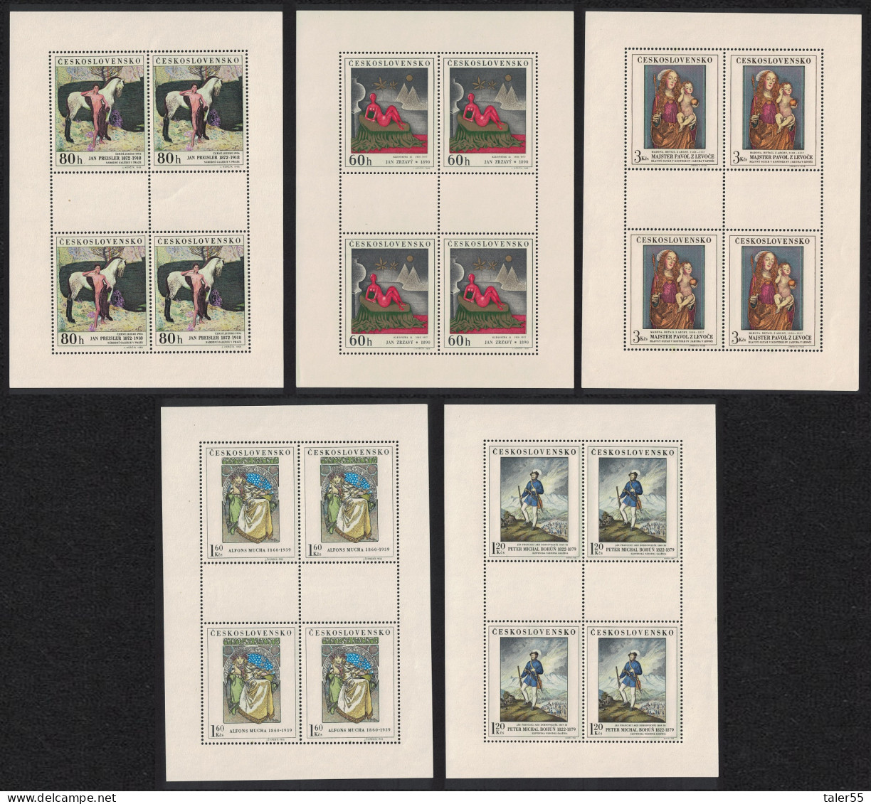 Czechoslovakia Art 3rd Series 5 Sheetlets 1968 MNH SG#1790-1794 MI#1839-1843KB - Nuovi