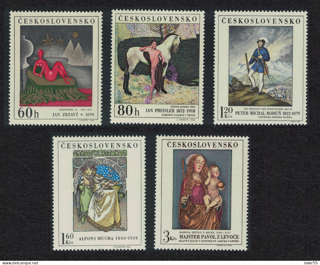 Czechoslovakia Art Paintings 3rd Series 5v 1968 MNH SG#1790-1794 MI#1839-1843 - Neufs