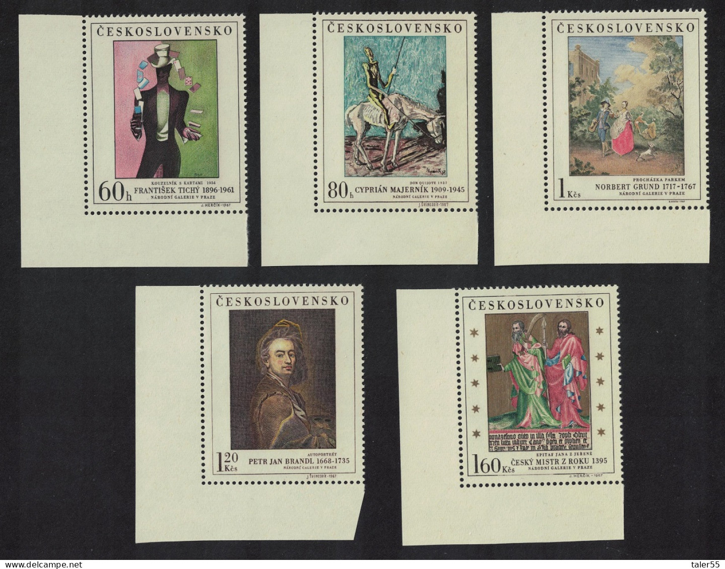 Czechoslovakia Art 2nd Series 5v Corners 1967 MNH SG#1699-1703 - Unused Stamps