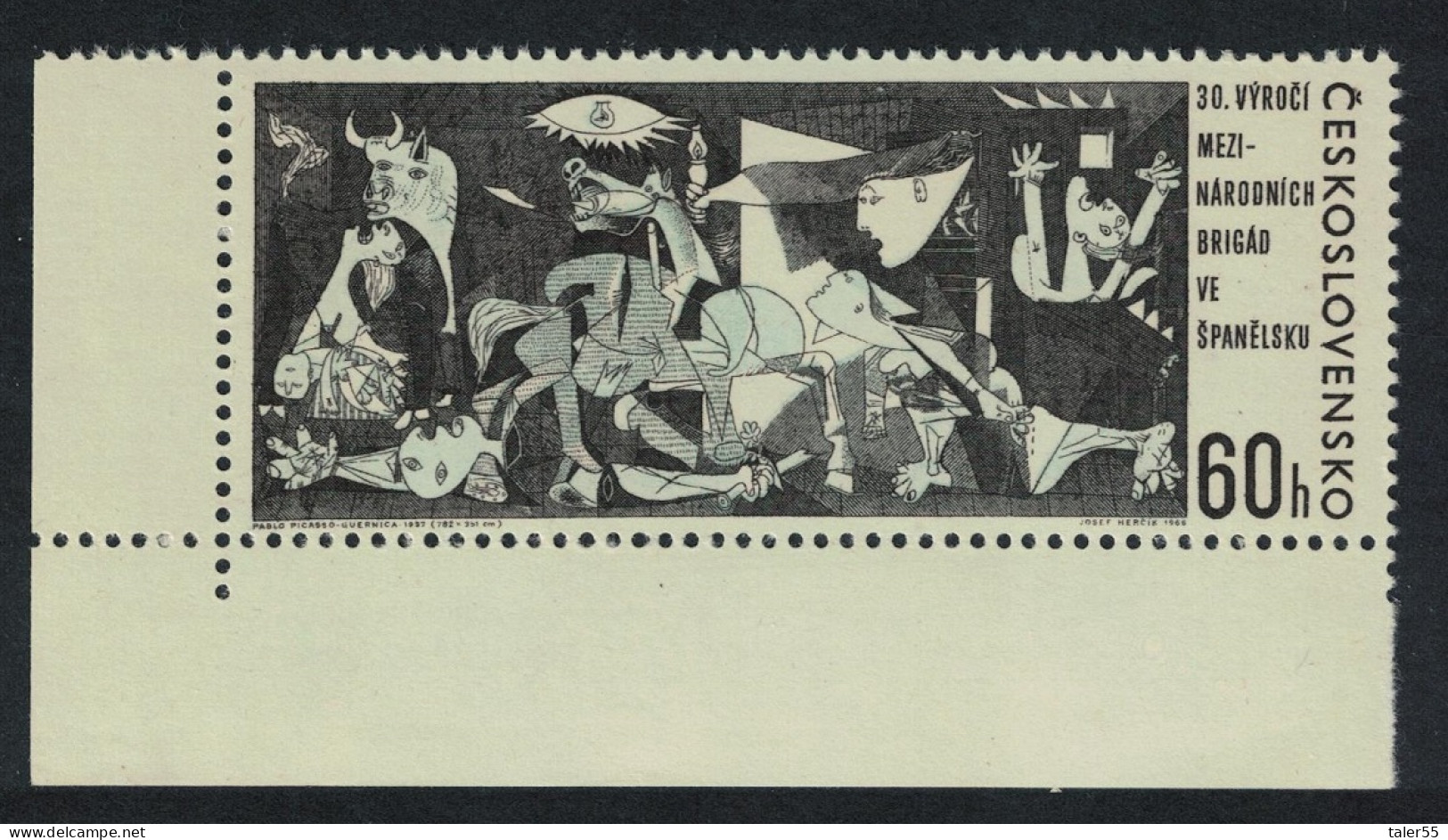 Czechoslovakia 'Guernica' Painting After Picasso Corner 1966 MNH SG#1592 - Unused Stamps