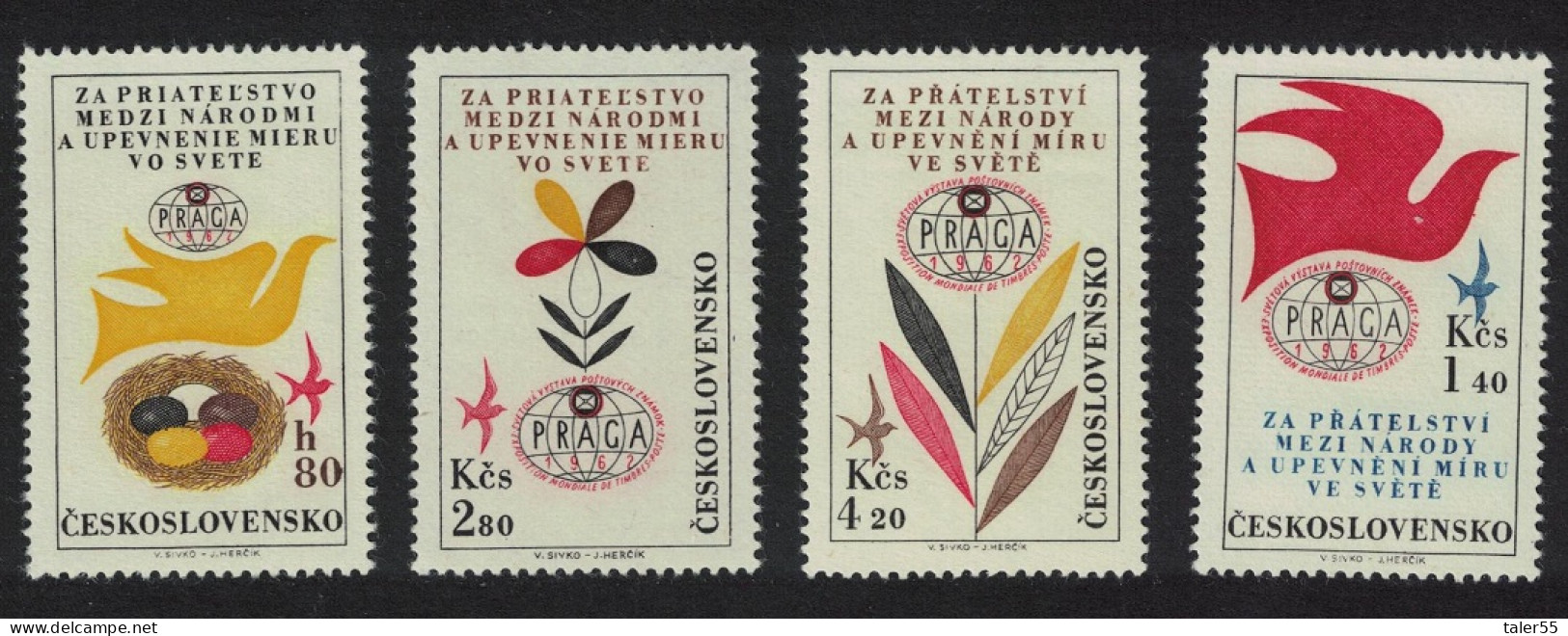 Czechoslovakia PRAGA 1962 Stamp Exhibition 4th Issue 4v 1962 MNH SG#1297-1300 - Unused Stamps