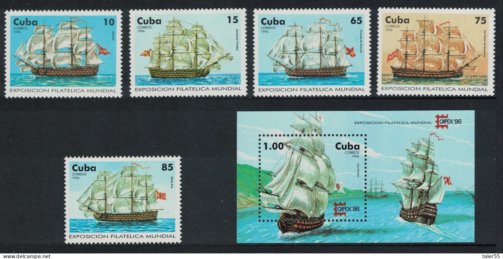 Caribic 18th-century Ships Of The Line 5v+MS 1996 MNH SG#4073-MS4078 - Unused Stamps