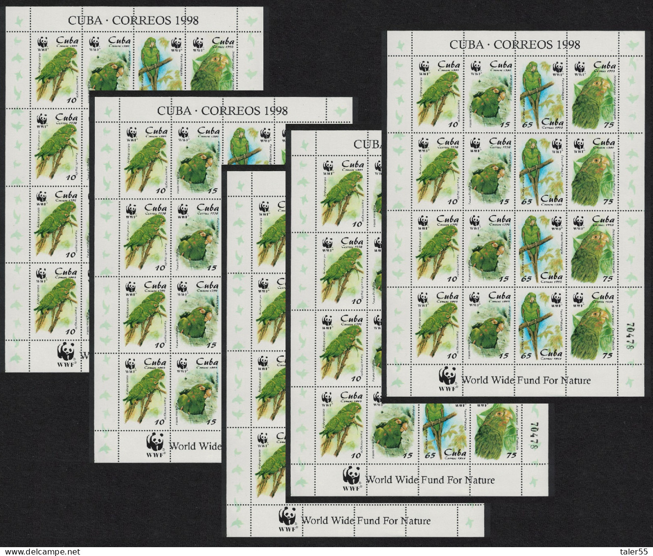 Caribic Birds WWF Parakeet 5 Sheetlets [A] 1998 MNH SG#4298-4301 MI#4156-4159 Sc#3961-3964 - Ongebruikt