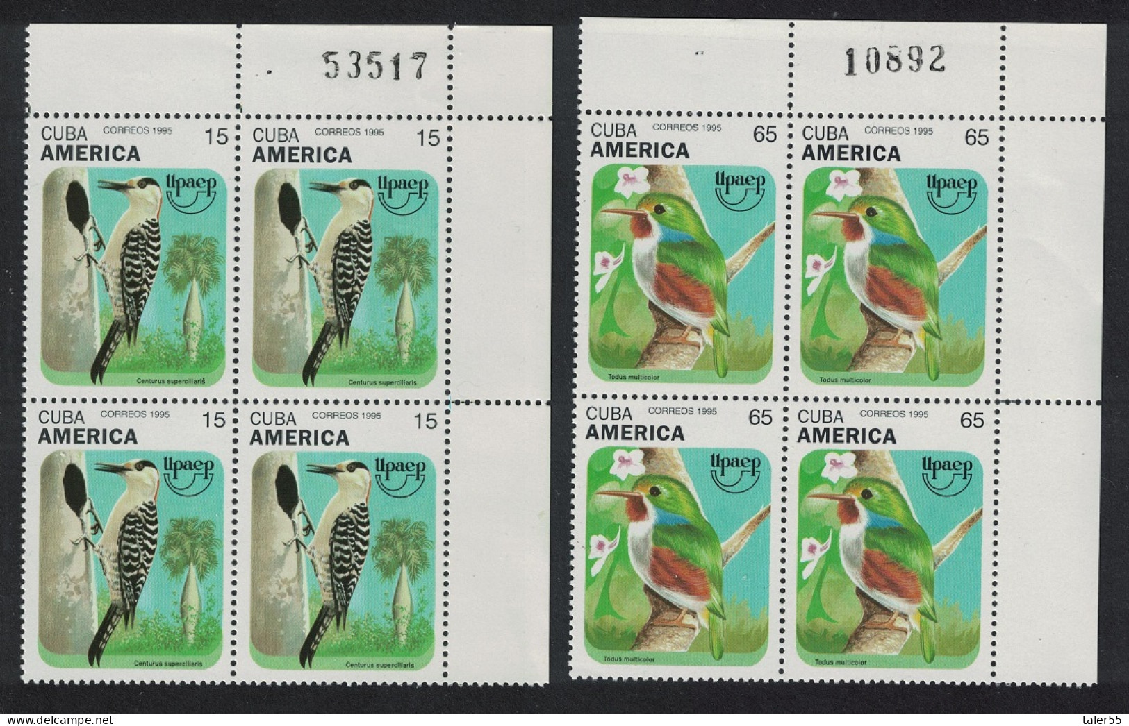 Caribic Birds Environmental Protection 2v Corner Blocks CN 1995 MNH SG#4021-4022 MI#3876-3877 - Unused Stamps