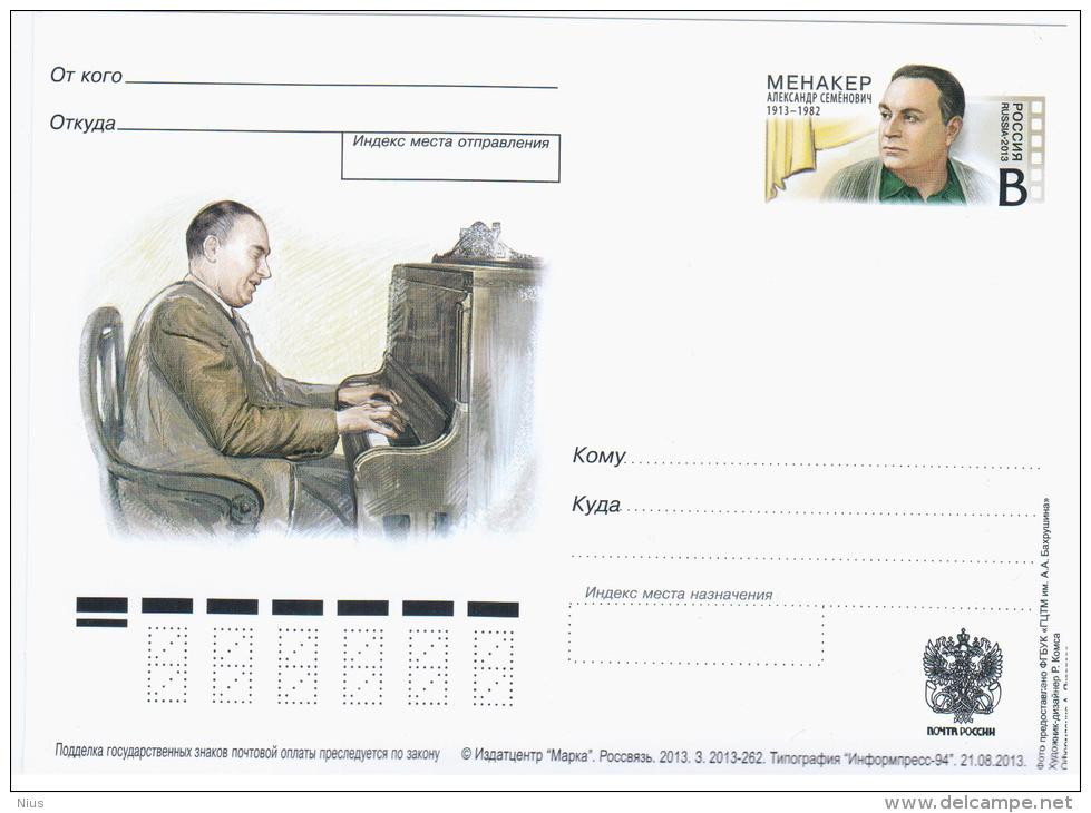 Russia 2013 Alexander Semenovich Menaker Actor Jewish Jew Music Cinema Film - Stamped Stationery