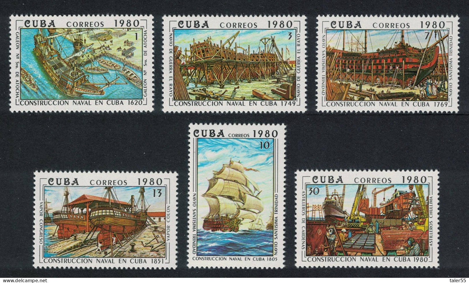 Caribic Ships Shipbuilding 6v 1980 MNH SG#2652-2657 - Unused Stamps