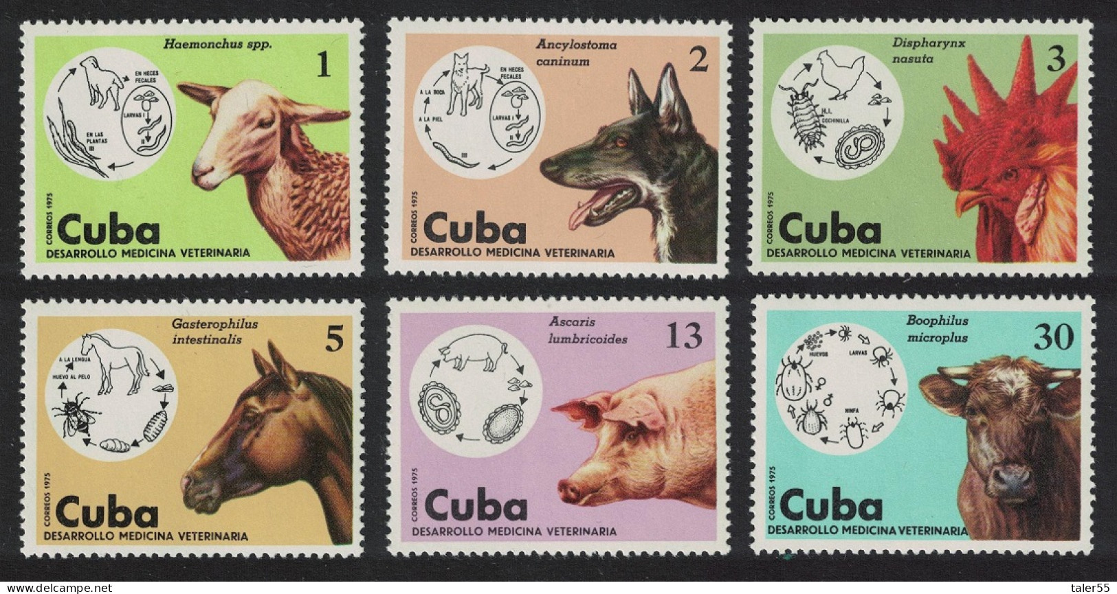 Caribic Veterinary Medicine Animals And Disease Cycles 6v 1975 MNH SG#2248-2253 - Ongebruikt