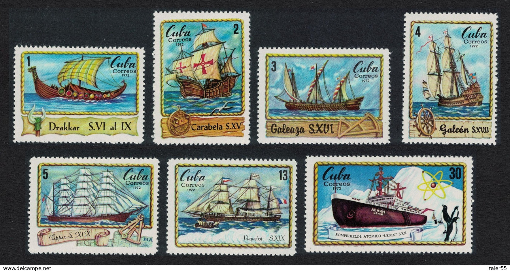 Caribic Maritime History Ships Through The Ages 7v 1972 MNH SG#1978-1984 - Unused Stamps