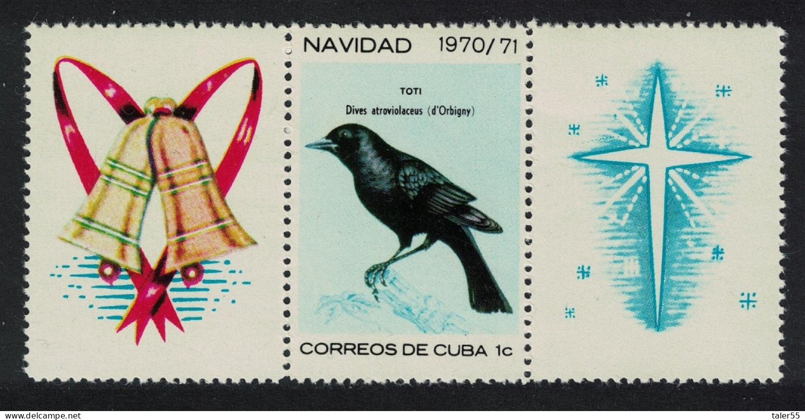 Caribic Blackbird Christmas Birds 2 Labels 1970 MNH SG#1810 - Ongebruikt