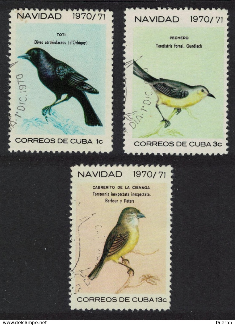 Caribic Blackbird Tody Christmas Birds 3v 1970 CTO SG#1810-1812 - Gebraucht
