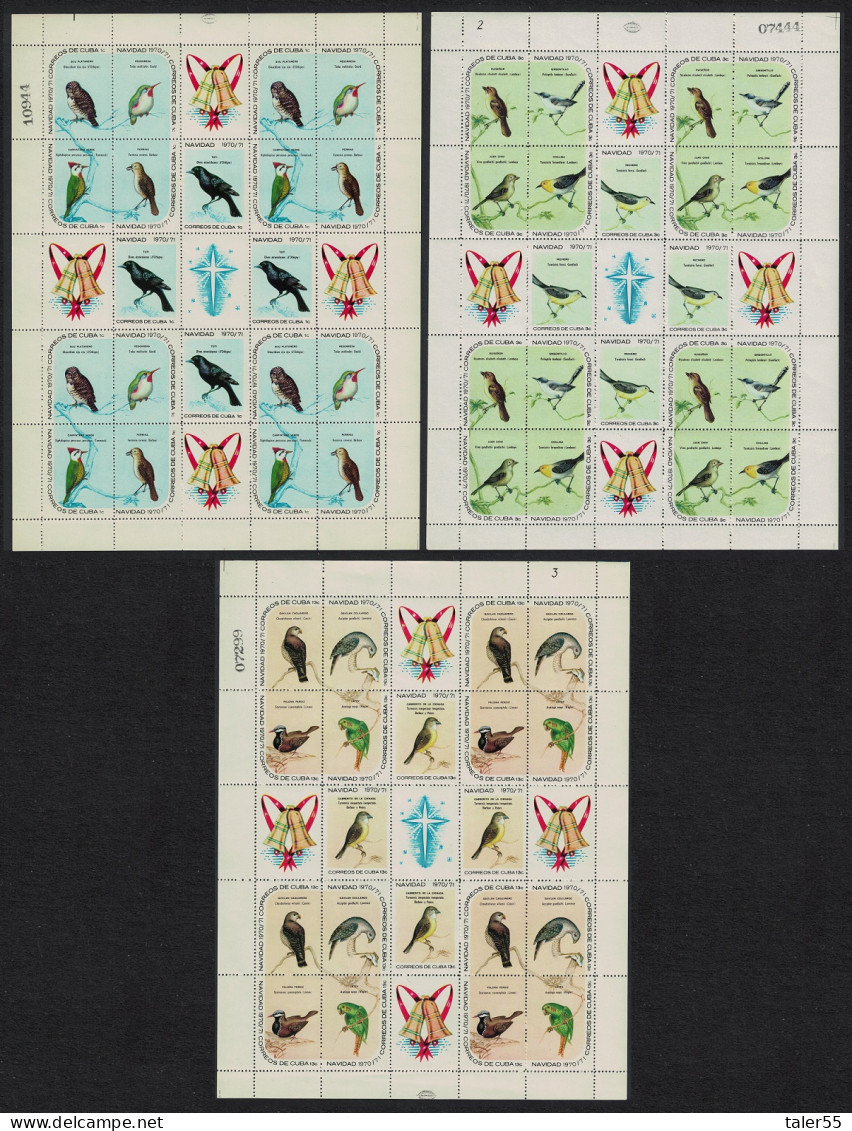 Caribic Christmas Birds 3 Full Sheets 1970 MNH SG#1810-1815 - Nuovi