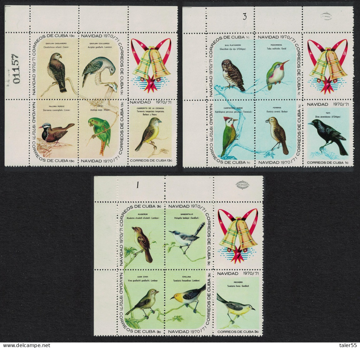 Caribic Christmas Birds 3 Blocks 1970 MNH SG#1810-1815ad - Unused Stamps