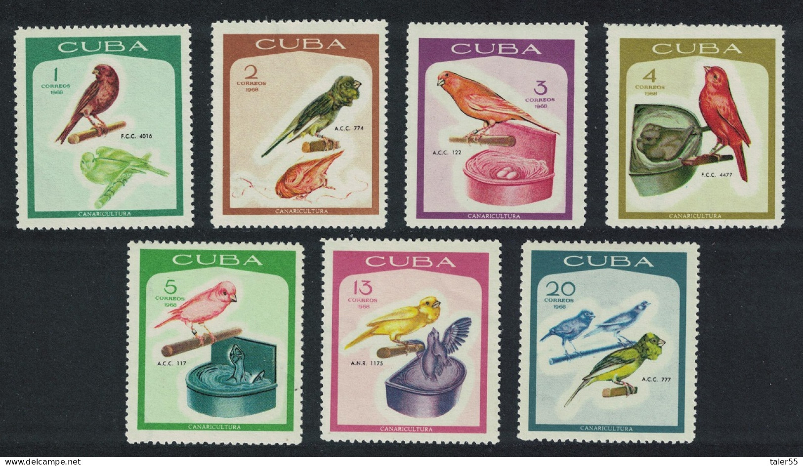 Caribic Canary-breeding Singing Birds 7v 1968 MNH SG#1568-1574 - Unused Stamps