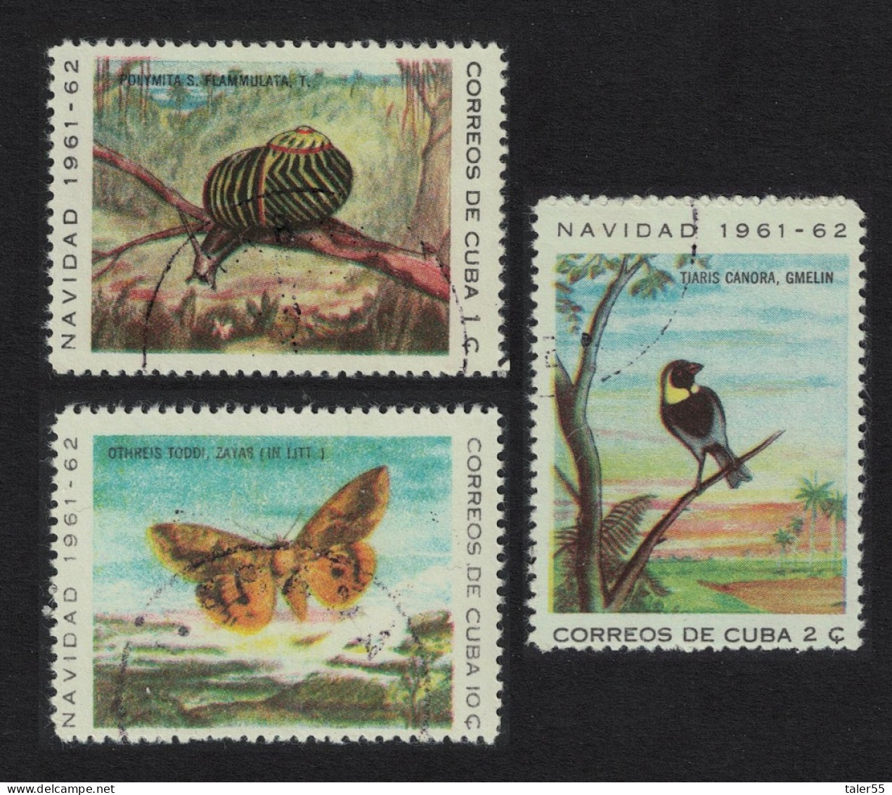 Caribic Grassquit Bird Butterfly Christmas 3v 1961 CTO SG#999-1001 - Gebraucht