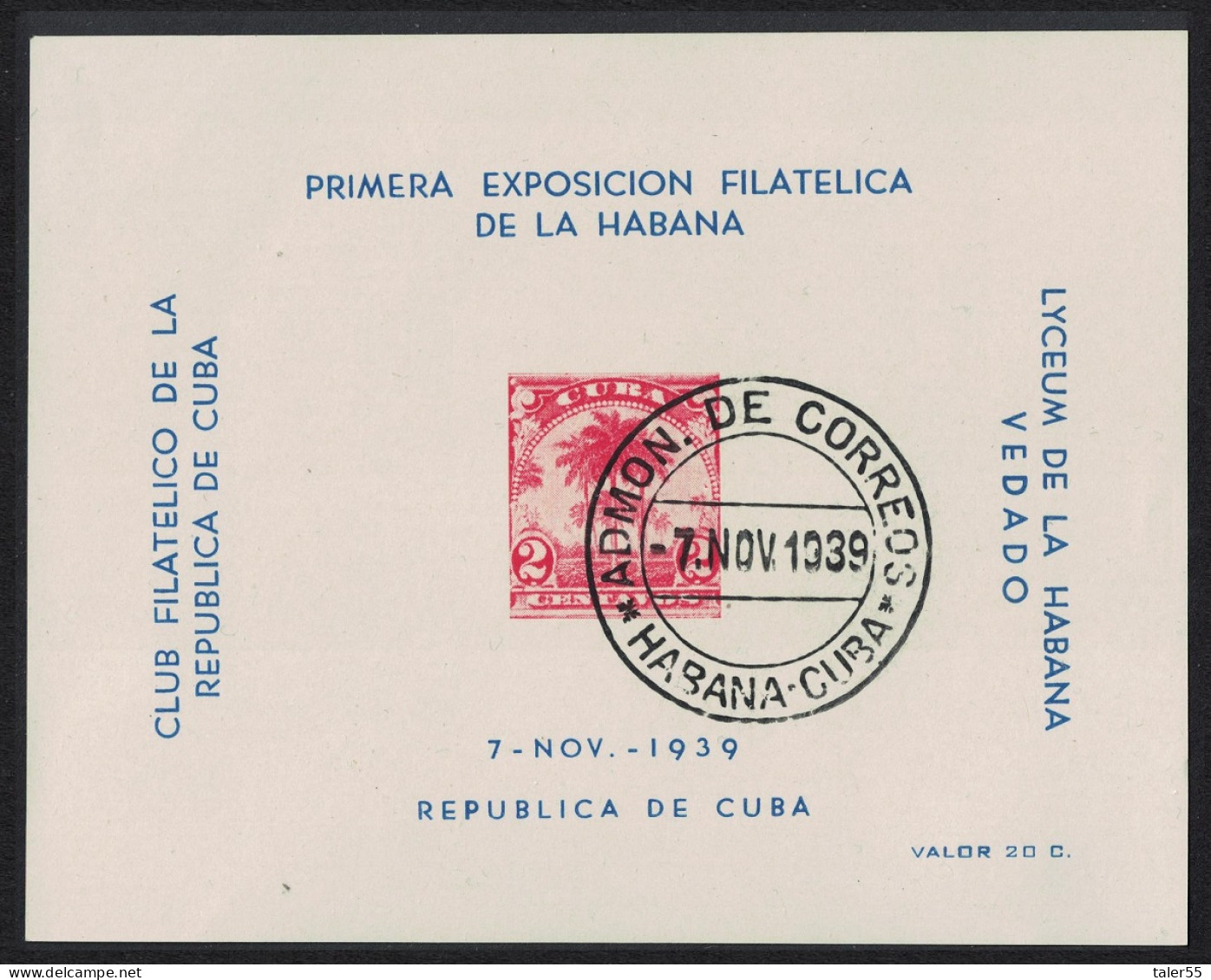 Caribic Palm Tree First Philatelic Exhibition Sheetlet RARR 1939 Canc - Used Stamps