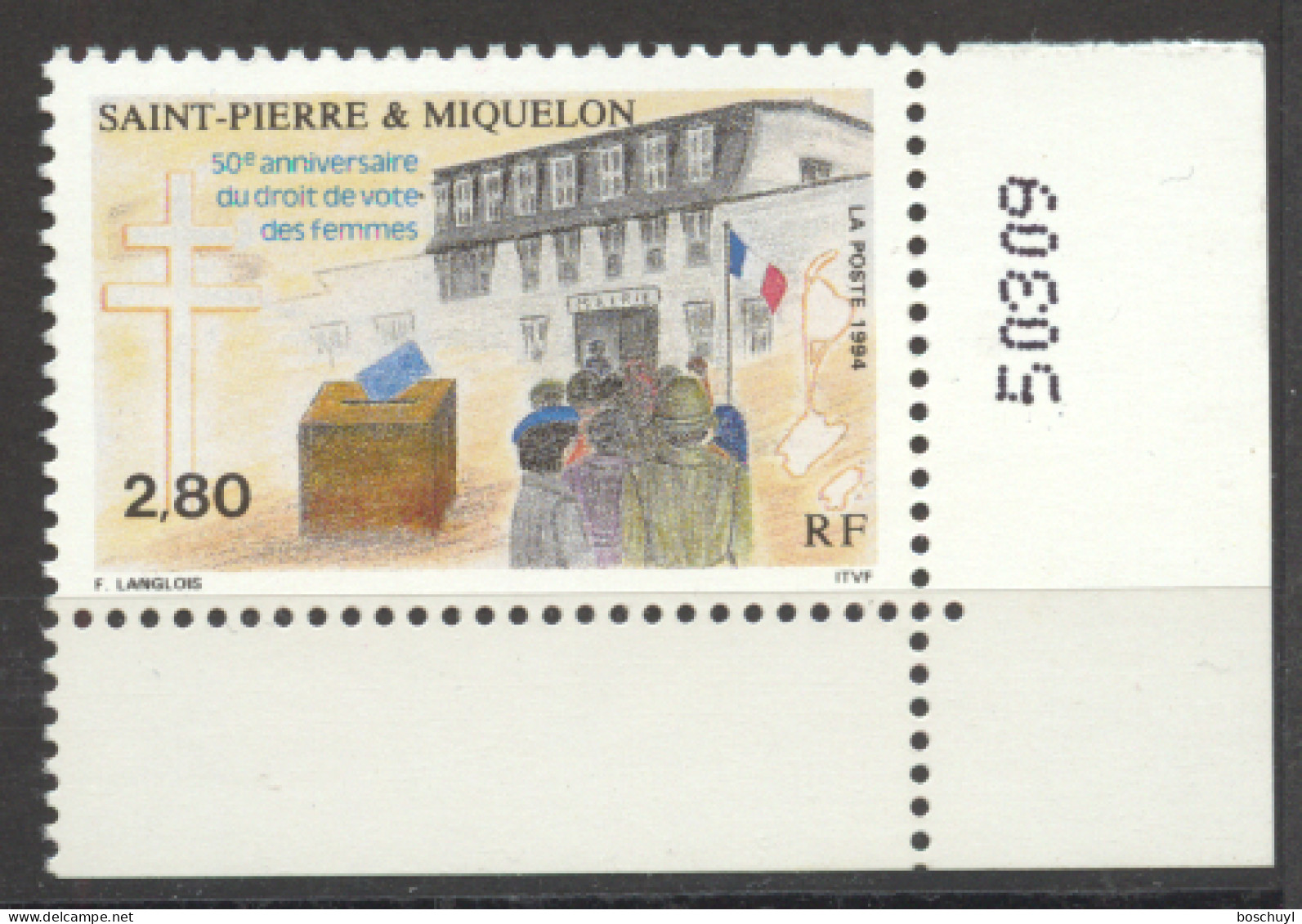 St Pierre And Miquelon, 1994, Women's Voting Rights, MNH, Michel 675 - Unused Stamps