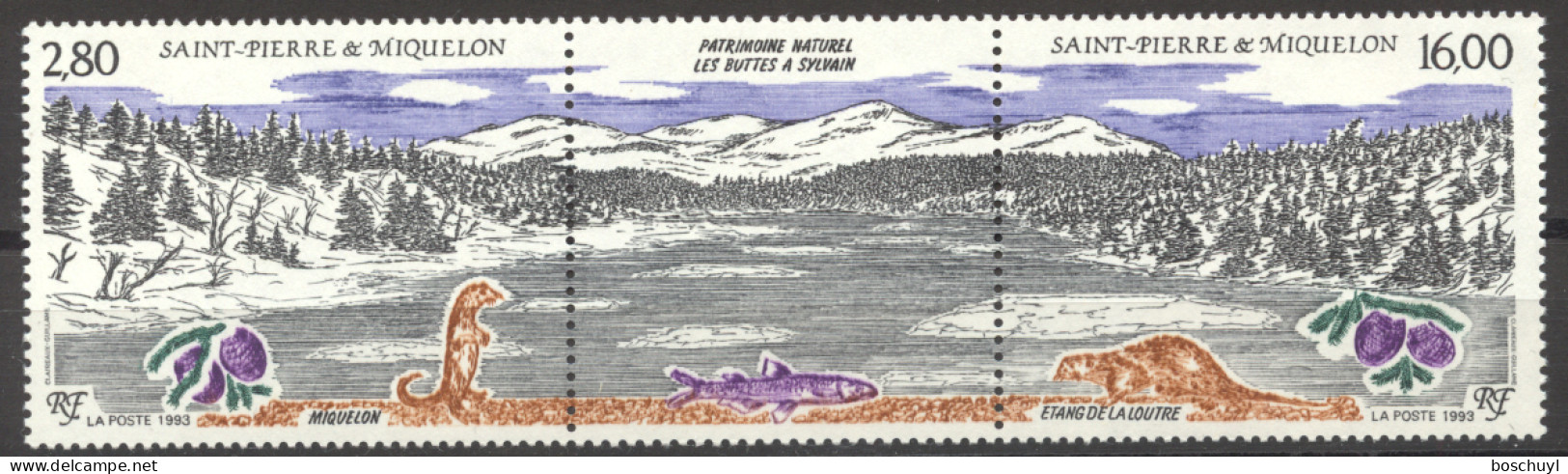 St Pierre And Miquelon, 1993, Nature Protection, Conservation, Fish, Landscape, MNH Strip, Michel 662-663 - Unused Stamps