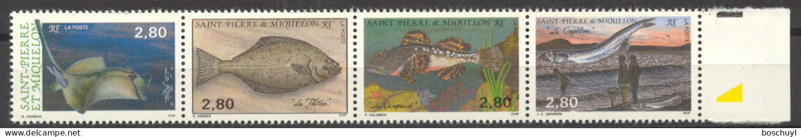 St Pierre And Miquelon, 1993, Fish, Animals, MNH Strip, Michel 658-661 - Unused Stamps