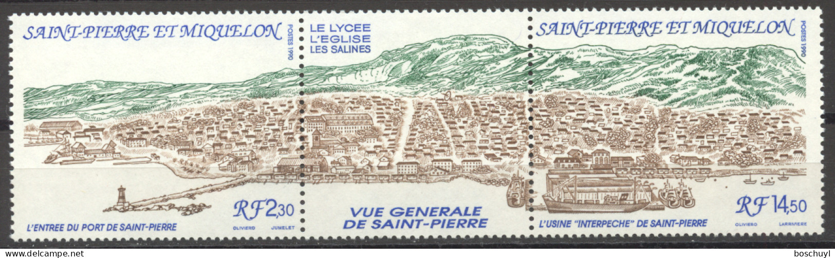 St Pierre And Miquelon, 1990, City Of Saint Pierre, MNH Strip, Michel 602-603 - Neufs