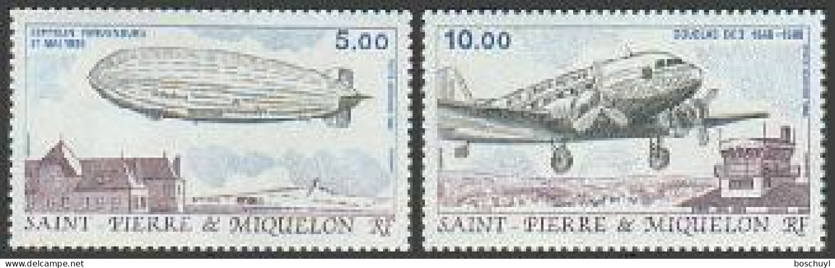 St Pierre And Miquelon, 1988, Zeppelin, Airplane, Aviation, MNH, Michel 559-560 - Neufs