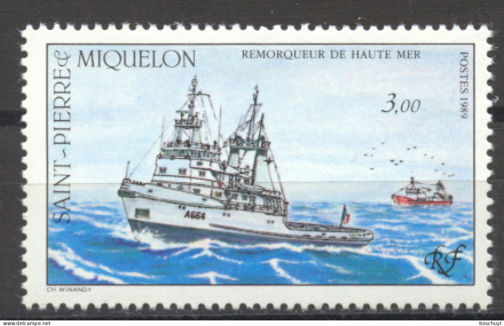 St Pierre And Miquelon, 1989, Towing Ships, Boats, MNH, Michel 583 - Ongebruikt
