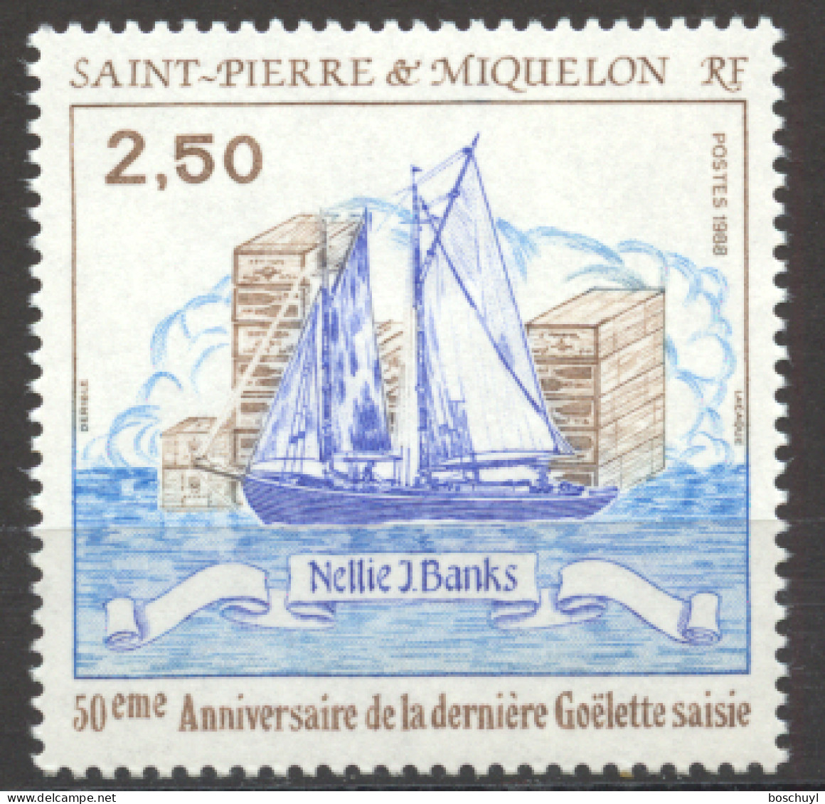 St Pierre And Miquelon, 1988, Sailing Ship, Alcohol Smuggling, Prohibition, MNH, Michel 564 - Unused Stamps