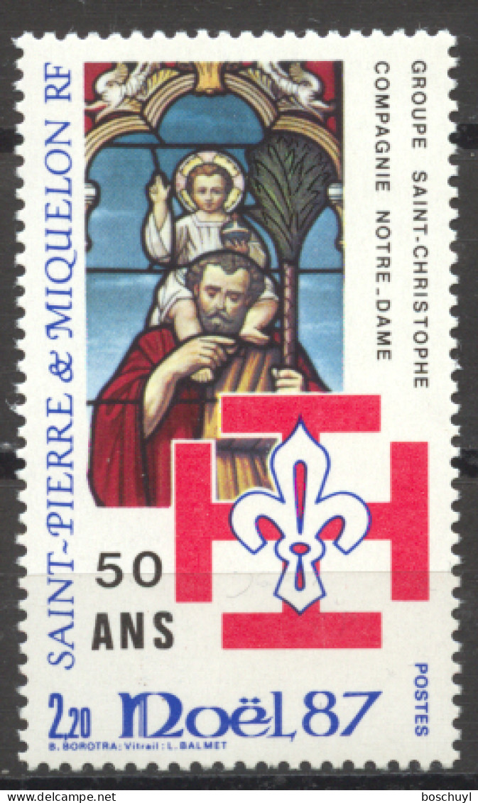 St Pierre And Miquelon, 1987, Christmas, Scouts, Scouting, MNH, Michel 553 - Unused Stamps
