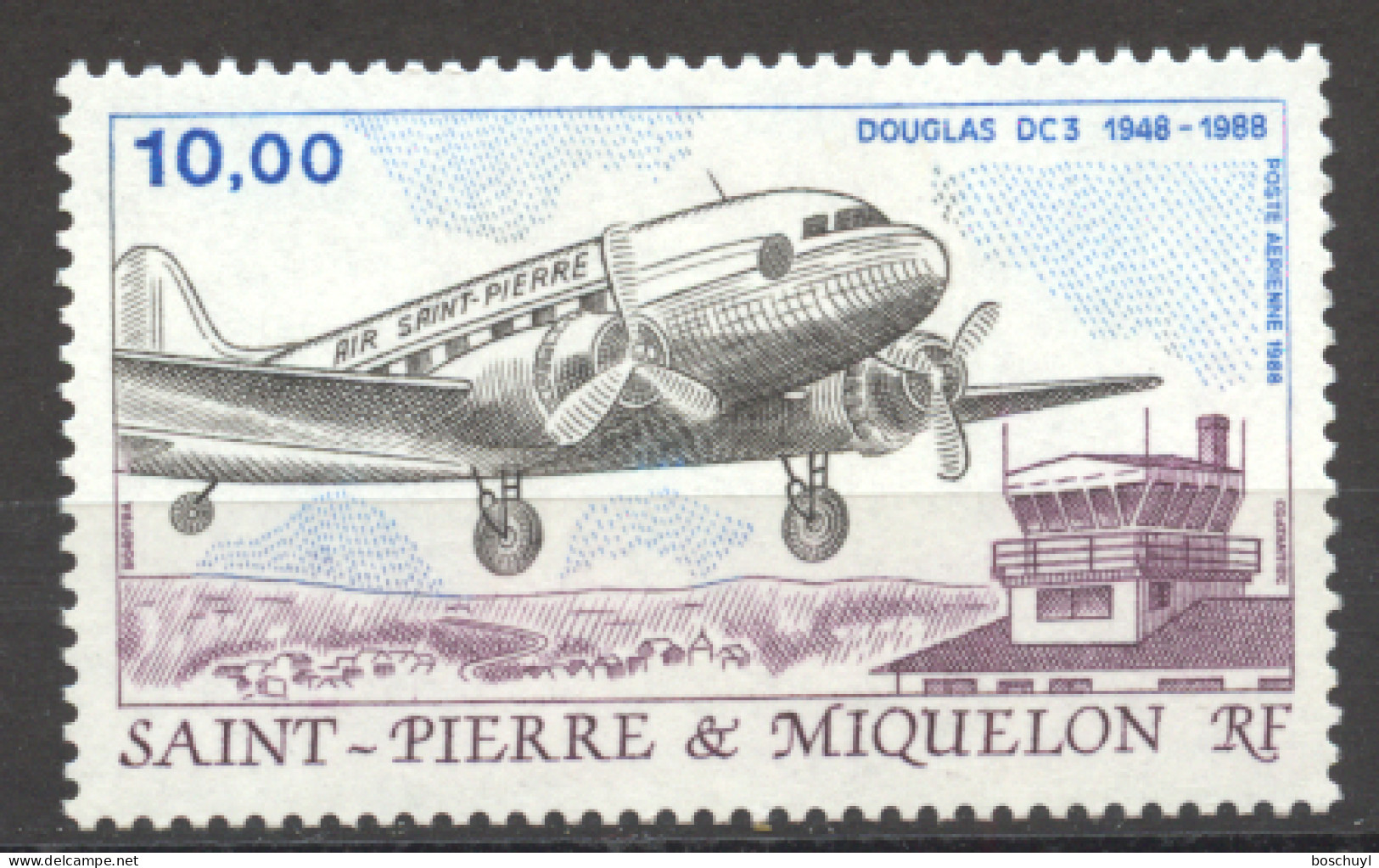 St Pierre And Miquelon, 1988, Airplane, Aviation, MNH, Michel 560 - Unused Stamps