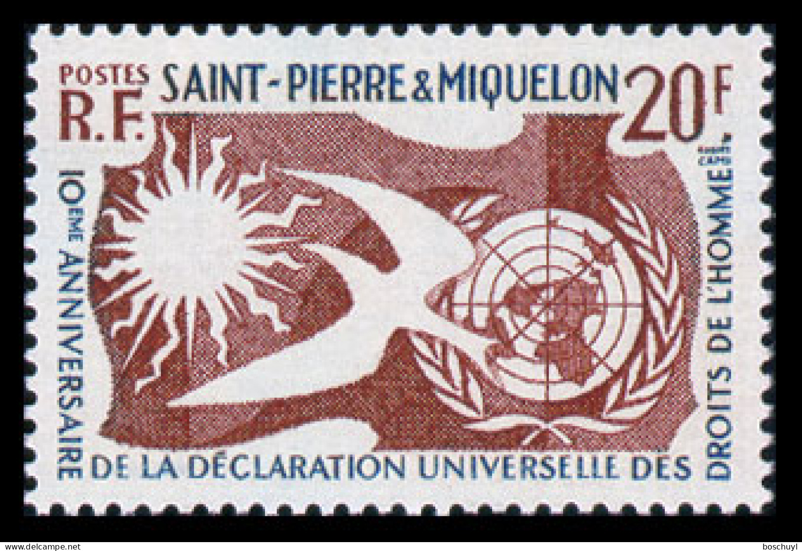 St Pierre And Miquelon, 1958, Human Rights Declaration, 10th Anniversary, MNH, Michel 389 - Unused Stamps