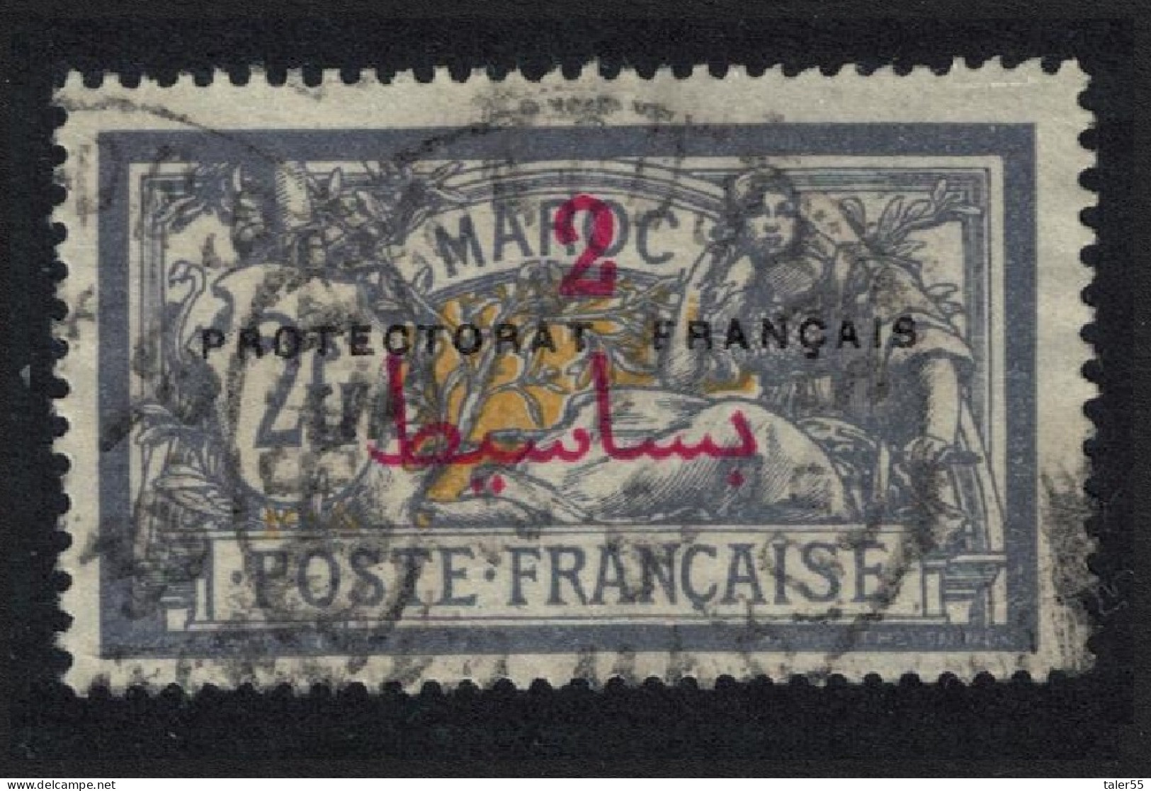 Fr. Morocco 2fr Overprint 'PROTECTORAT FRANCAIS' 1902 Canc SG#55 MI#16 Sc#53 - Usati