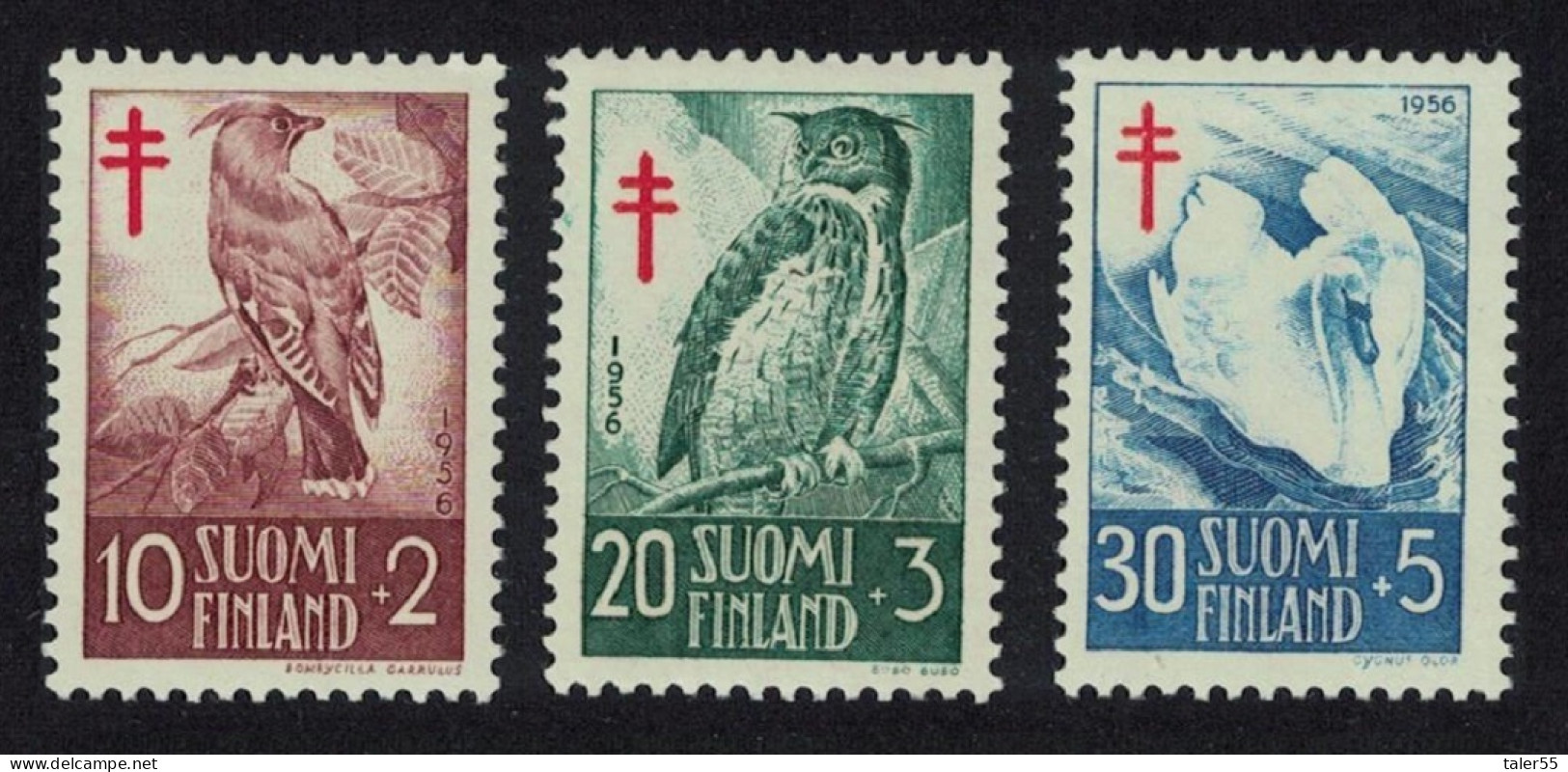 Finland Waxwing Owl Swan Birds 3v 1956 MNH SG#561-563 - Ungebraucht
