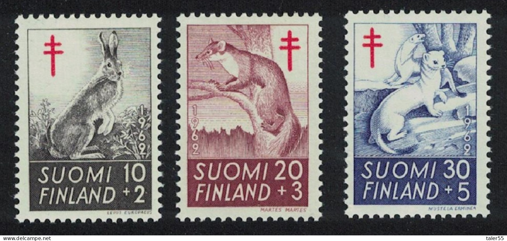 Finland Hare Marten Stoat 3v 1962 MNH SG#642-644 Sc#B163-B165 - Ungebraucht