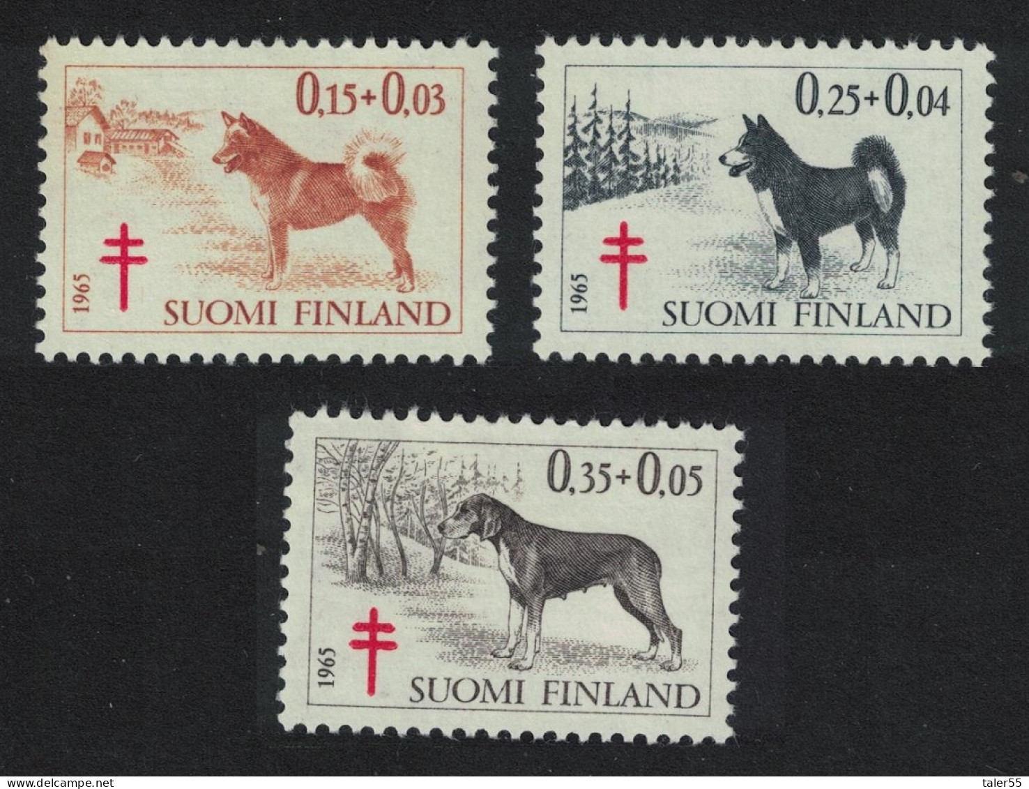 Finland Dogs 3v Tuberculosis Relief Fund 1965 MNH SG#704-706 - Nuevos