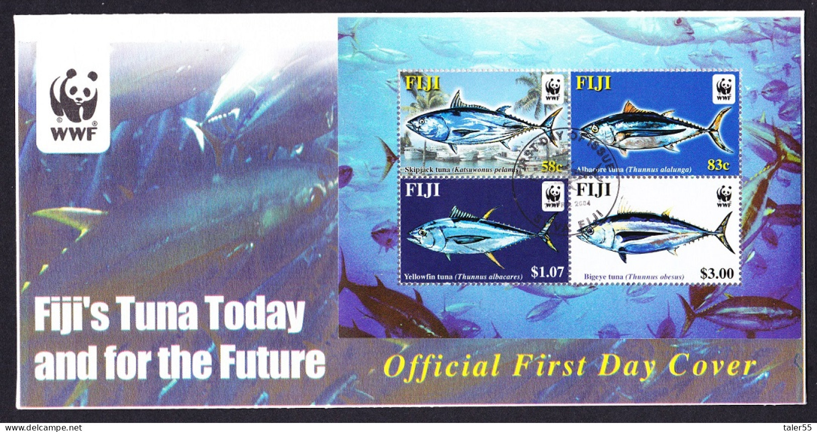 Fiji WWF Pacific Tunas MS FDC 2004 SG#MS1217 MI#Block 45 I Sc#1006 - Fiji (1970-...)