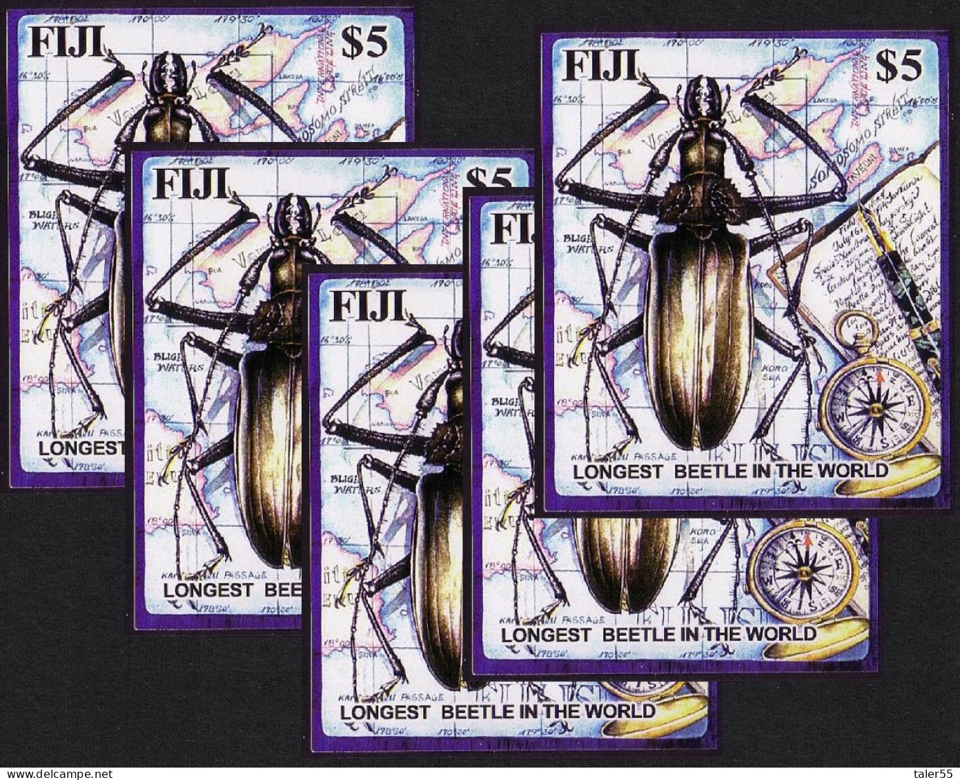 Fiji Longest Beetle In The World 5 MSs [A] 2004 MNH SG#MS1216 - Fiji (1970-...)