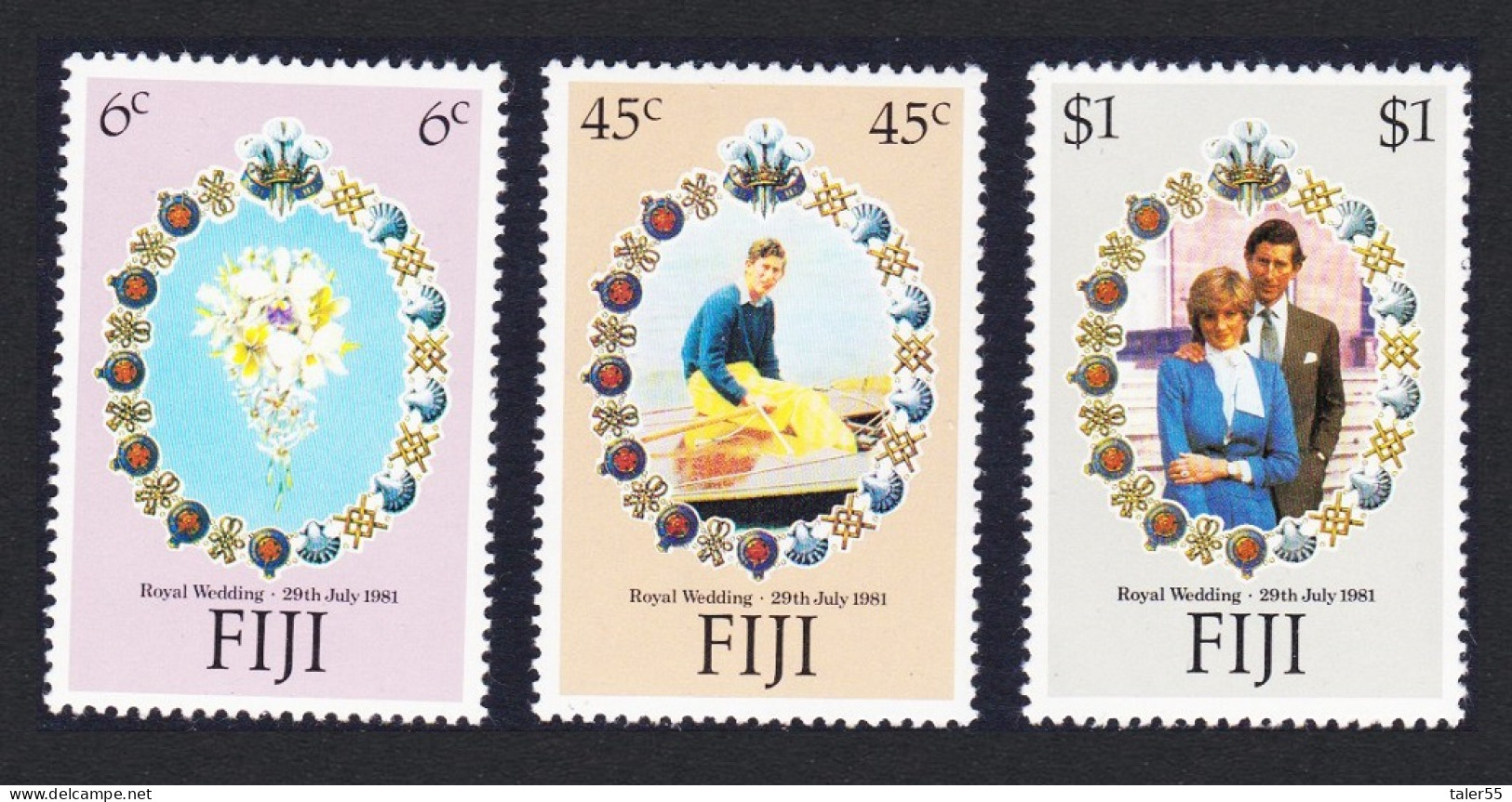Fiji Charles And Diana Royal Wedding 3v 1981 MNH SG#612-614 MI#436-438 Sc#442-444 - Fidji (1970-...)