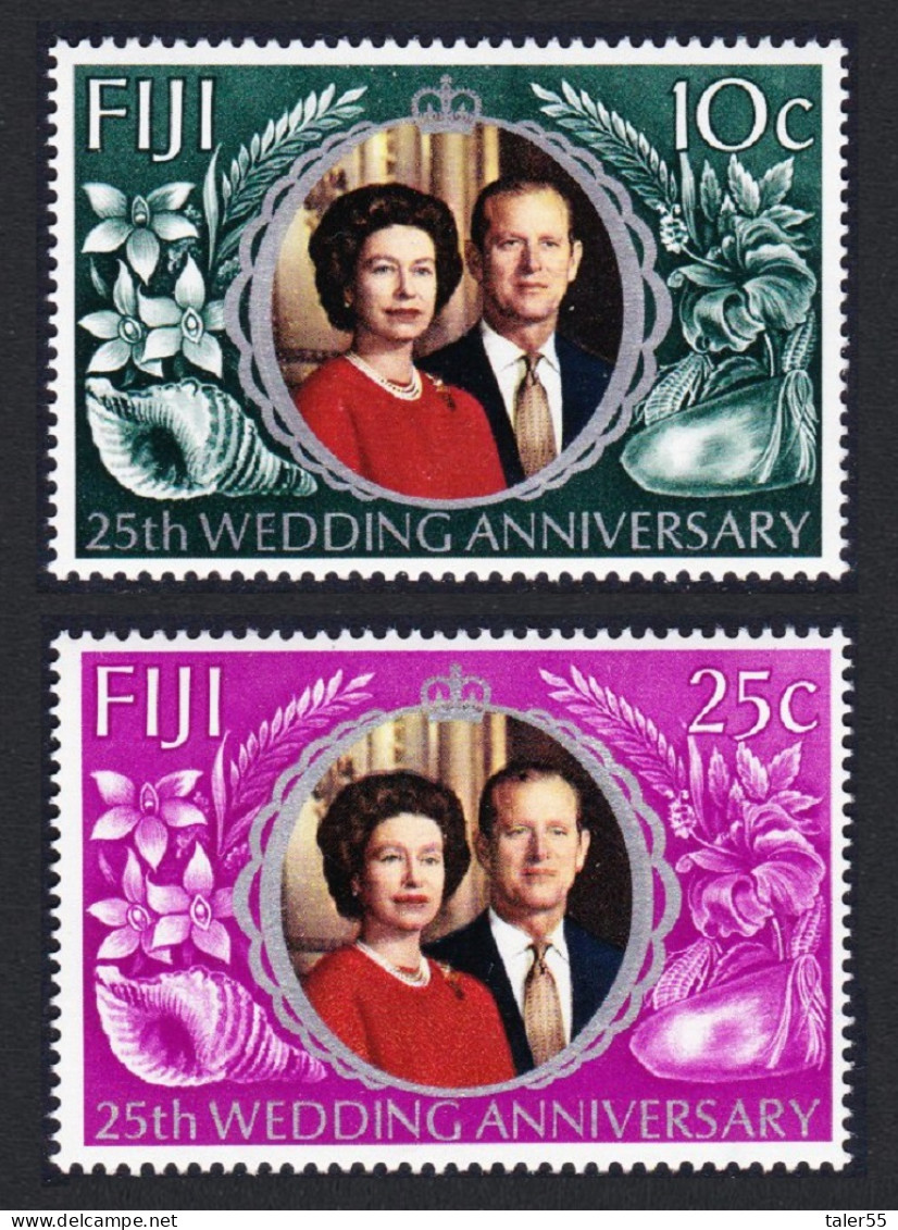 Fiji Queen Elizabeth II Silver Wedding 2v 1972 MNH SG#474-475 Sc#328-329 - Fidji (1970-...)