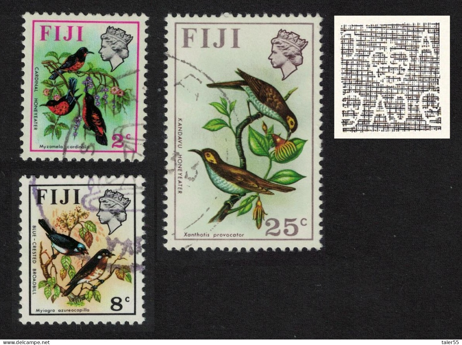Fiji Cardinal Broadbill Honeyeater Birds 4v 1971 Canc SG#436=445 - Fiji (1970-...)