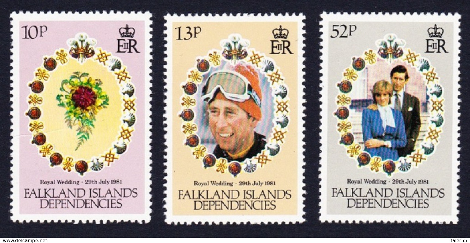 Falkland Is. Dep. Charles And Diana Royal Wedding 3v 1981 MNH SG#95-97 Sc#1L59-1L61 - Islas Malvinas