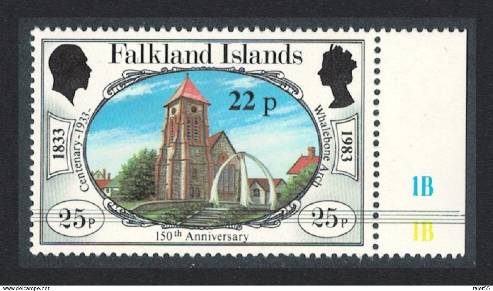 Falkland Is. Architecture Whalebone Arch Overprint 22p 1984 MNH SG#468 Sc#403 - Islas Malvinas