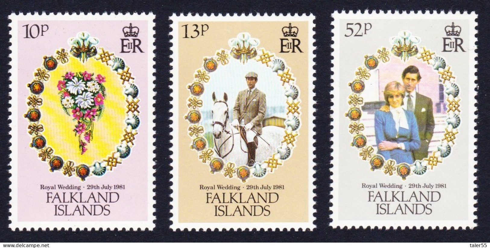 Falkland Is. Charles And Diana Royal Wedding 3v 1981 MNH SG#402-404 Sc#324-326 - Islas Malvinas