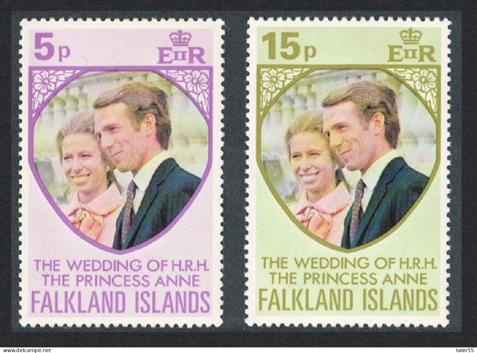 Falkland Is. Royal Wedding Princess Anne 2v 1973 MNH SG#291-292 Sc#225-226 - Islas Malvinas
