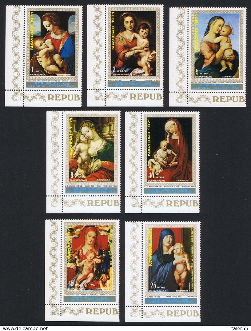 Eq. Guinea Paintings Madonnas Christmas 4v Corners 1972 MNH Sc#7223-7231 - Equatorial Guinea