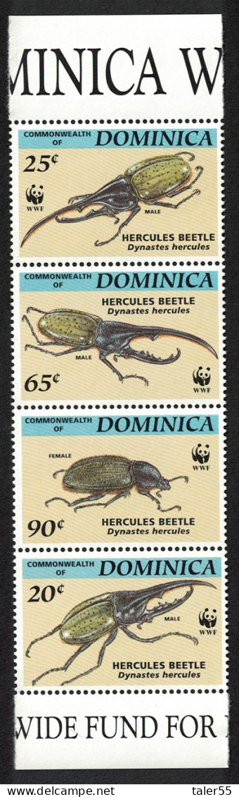 Dominica WWF Hercules Beetle Strip Of 4v 1994 MNH SG#1799-1802 MI#1804-1807 Sc#1647-1650 - Dominica (1978-...)