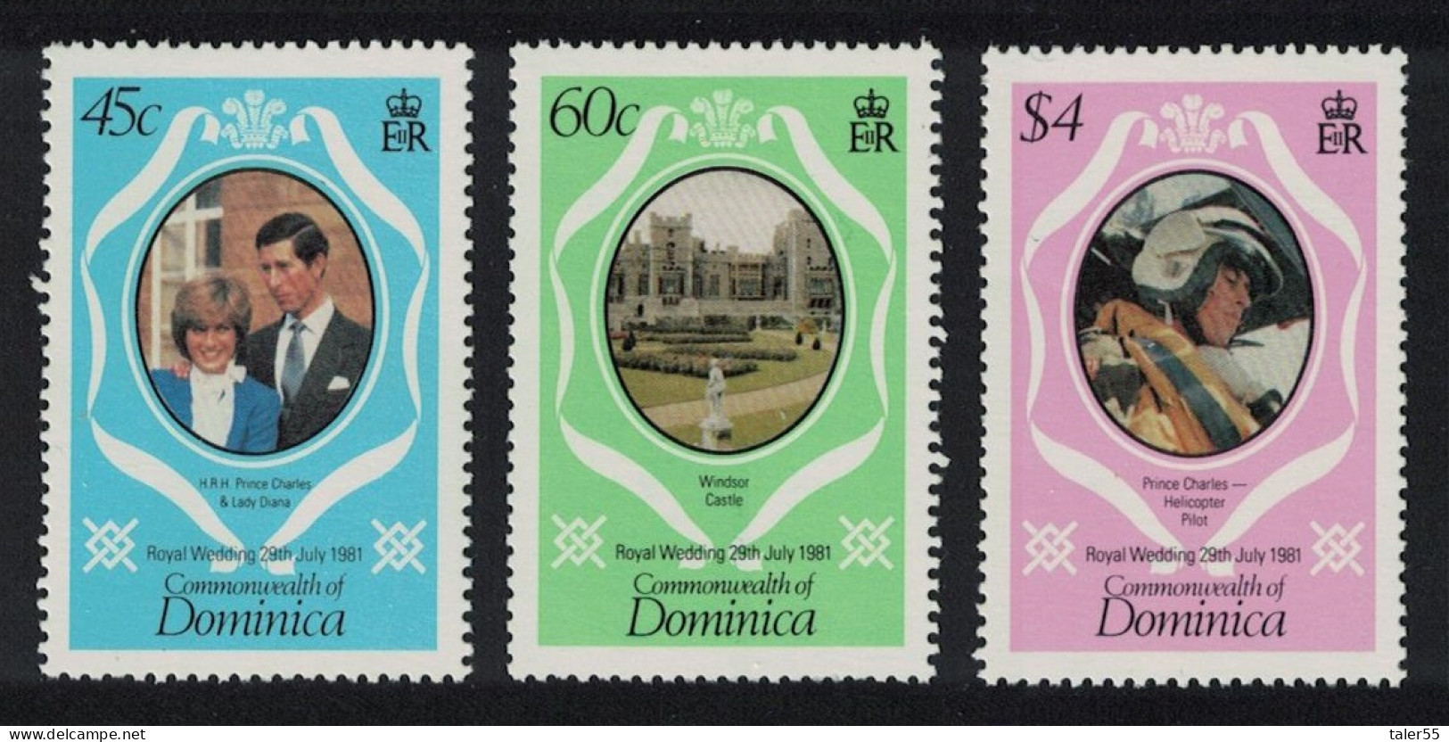 Dominica Charles And Diana Royal Wedding 3v Perf 14 1981 MNH SG#747-749 MI#713-715 - Dominica (1978-...)