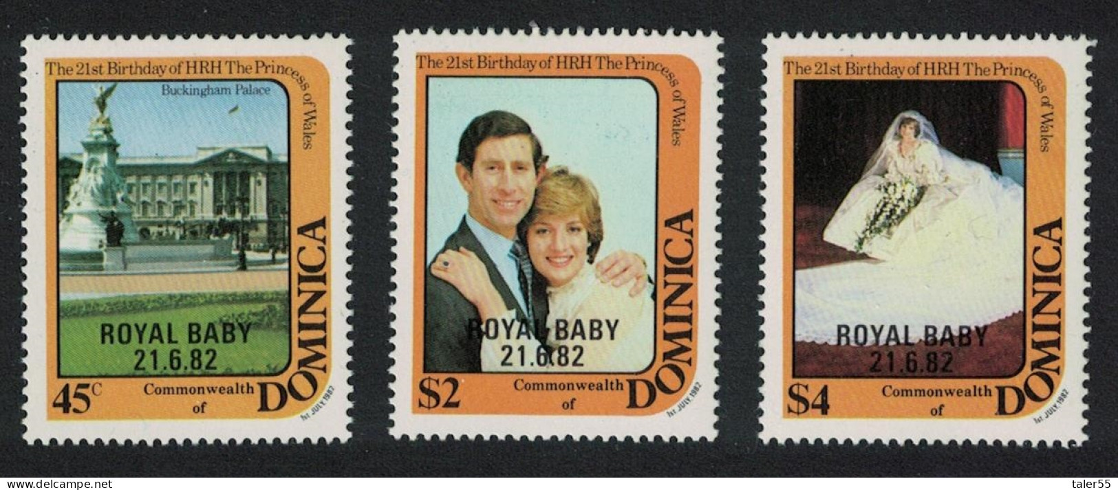 Dominica Birth Of Prince William Of Wales 3v 1982 MNH SG#830-832 - Dominica (1978-...)