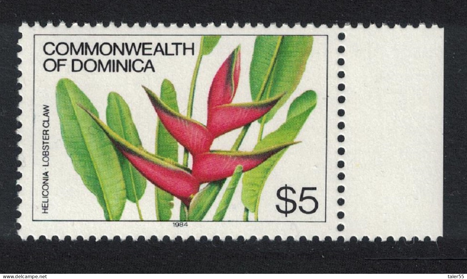 Dominica Heliconia Or Lobster Claw Flower $5 Imprint '1984' MNH SG#780B - Dominica (1978-...)