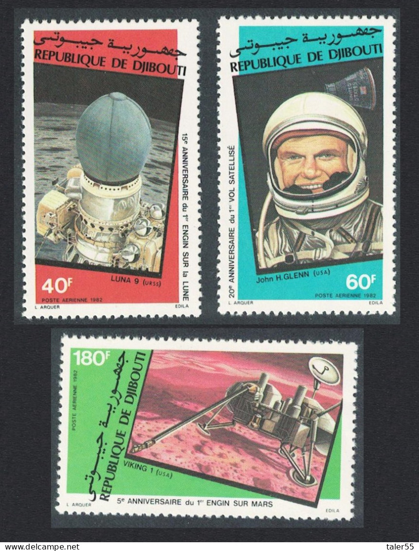 Djibouti Space Anniversaries 3v 1982 MNH SG#839-841 - Dschibuti (1977-...)